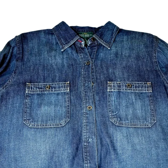 Ralph Lauren Lauren Tie Waist Sash Belt Longsleeve Denim Shirt Dress In Blue - Picture 4 of 10